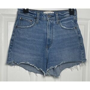 Abercrombie & Fitch 90s High Rise Cutoff Denim Shorts Womens 26 Raw Hem